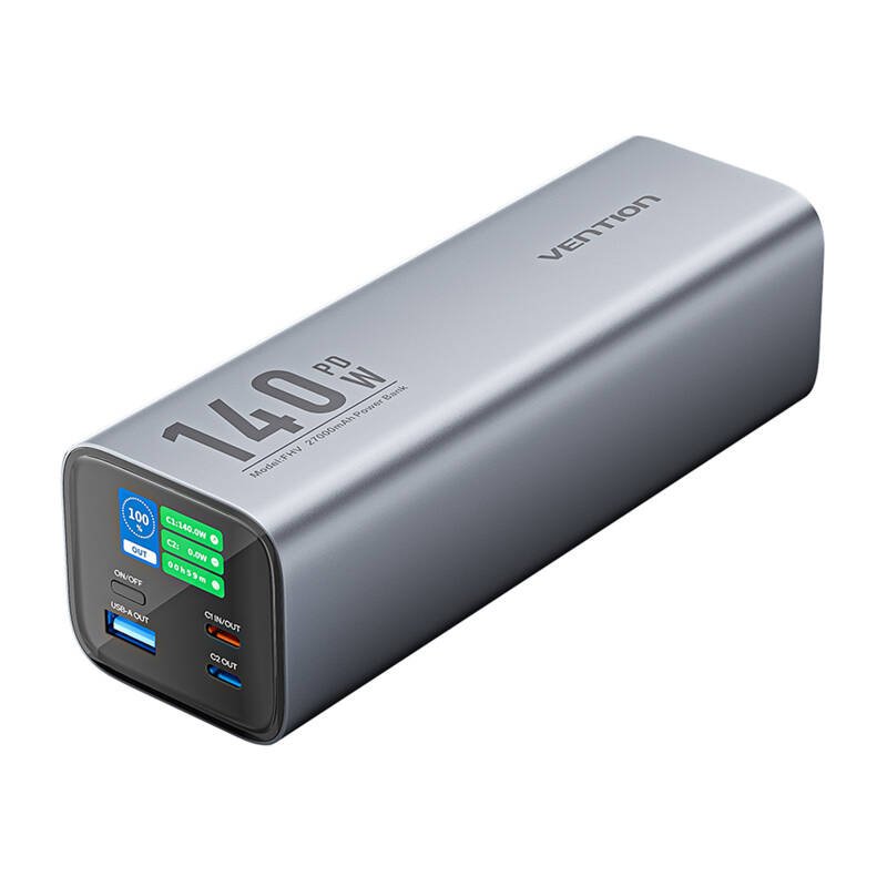 Powerbank Vention LED ekranas 27000mAh 140W FHVH0 (pilka)