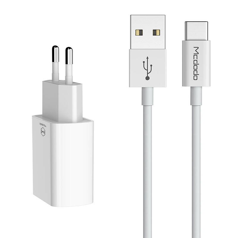 Mcdodo USB dvigubas įkroviklis CH-6721 (EU) Type-C 1m cestovní sada (baltas)