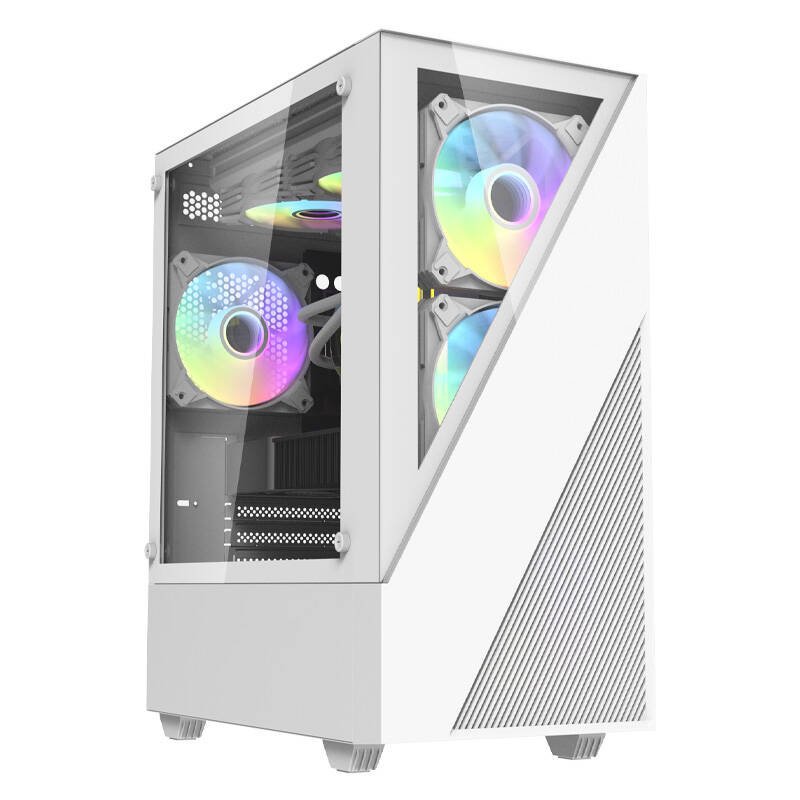 Aigo E330M kompiuterio korpusas + 4 ARGB ventiliatoriai (baltas)