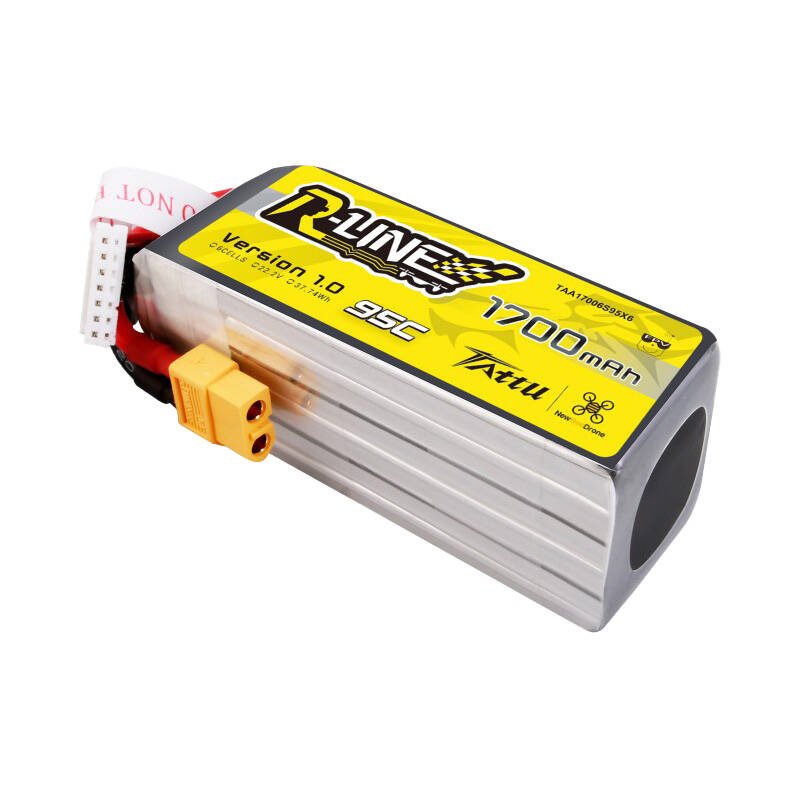 Tattu R-Line 22.2 V 1700 mAh 6S 95C lipo baterija su XT60 jungtimi