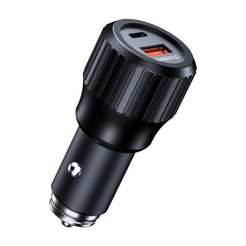 Choetech 63W dvigubas dvigubas USB-C 45w+USB-A 18w greitasis automobilinis įkroviklis (juodas)