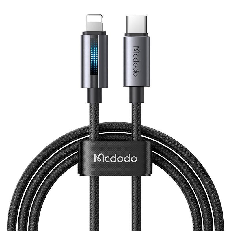 Mcdodo CA-5710 USB-C į Lightning laidas su 36 W mirksinčia šviesa 1,2 m (juodas)