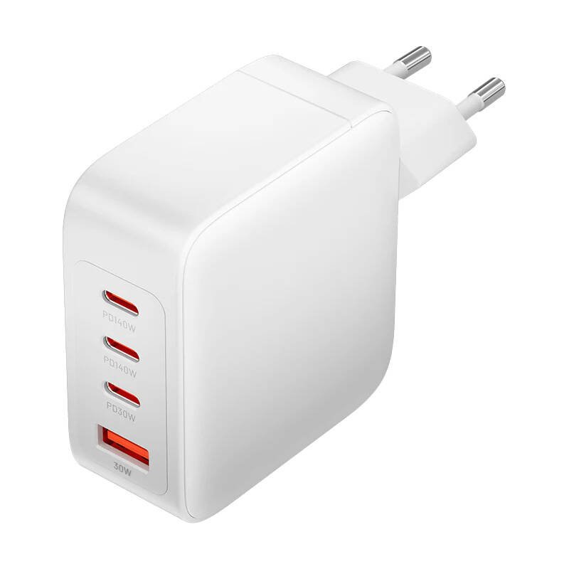 Sieninis įkroviklis, Vention, FEIW0-EU, 3xUSB-C, USB-A, 140W/140W/30W/18W, GaN (baltas)
