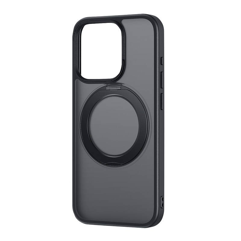 Telefono dėklas su stoveliu Baseus SkyRing 360° iP 15 + grūdinto stiklo ir valymo rinkinys (juodas)