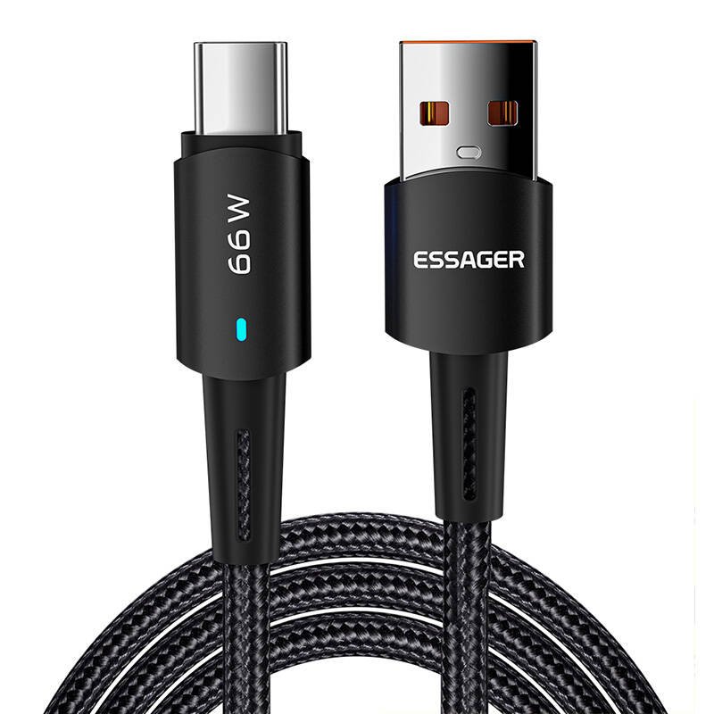 USB į USB-C laidas, Essager, EXCT-CGA01, 66W, 2m (juodas)