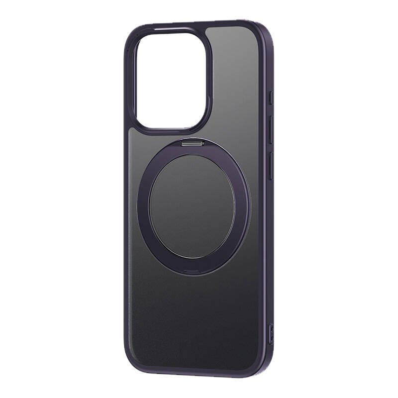 Telefono dėklas su stoveliu Baseus SkyRing 360° iP 14 Pro + grūdinto stiklo ir valymo rinkinys (purpurinis)