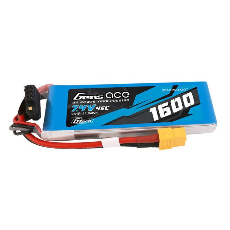GensAce G-Tech LiPo 1600mAh 7.4V 45C 2S1P baterija su XT60 jungtimi