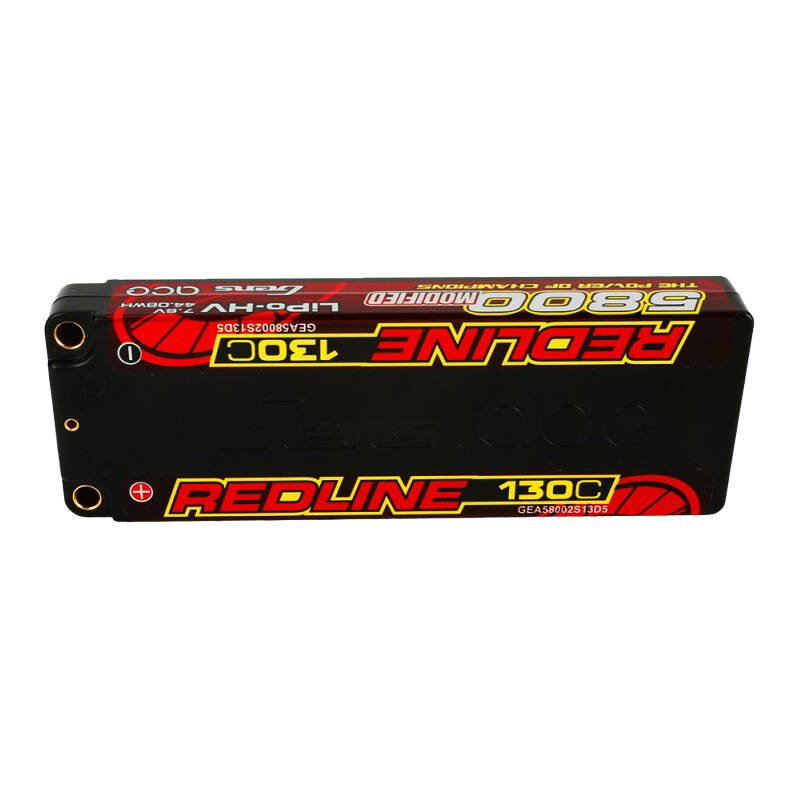 Gens ace Redline serijos 5800 mAh 7.6 V 130C 2S1P kietojo korpuso 56# HV itin žemo profilio lipo baterija