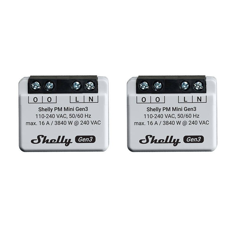 Shelly PM Mini Gen3 2 valdiklių komplektas, WiFi/Bluetooth