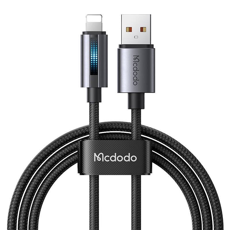 Mcdodo CA-5660 USB-A-Lightning laidas su mirksinčia lempa 1,2 m (juodas)