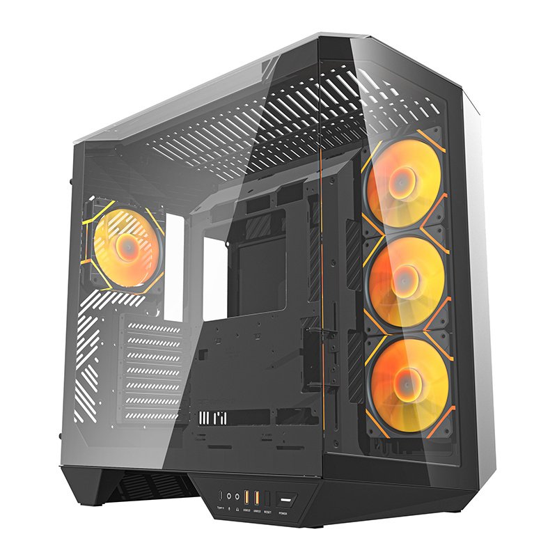 Darkflash DY470 kompiuterio korpusas (juodas) + 4 ventiliatoriai + GPU laikiklis