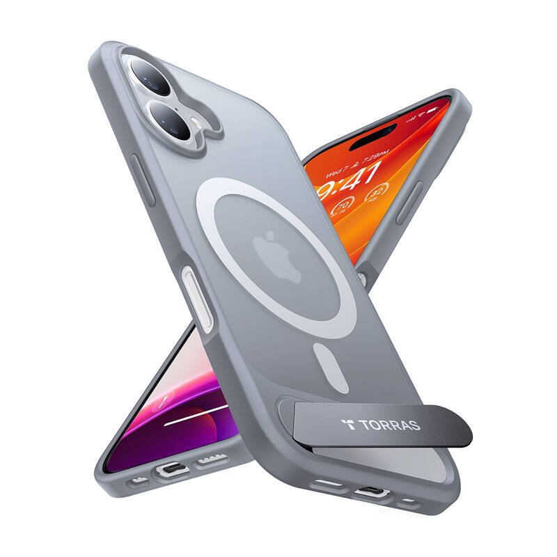 Etui Torras Pstand serijos dėklas iPhone 16 Plus (titano pilkos spalvos)