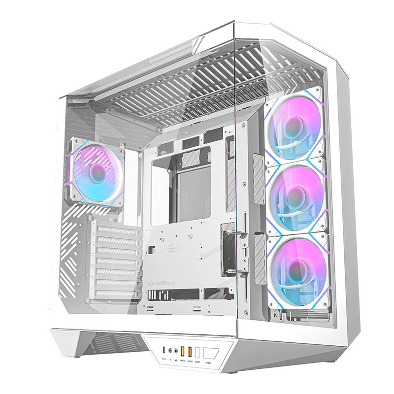 Darkflash DY470 kompiuterio korpusas (baltas) + 4 ventiliatoriai + GPU laikiklis