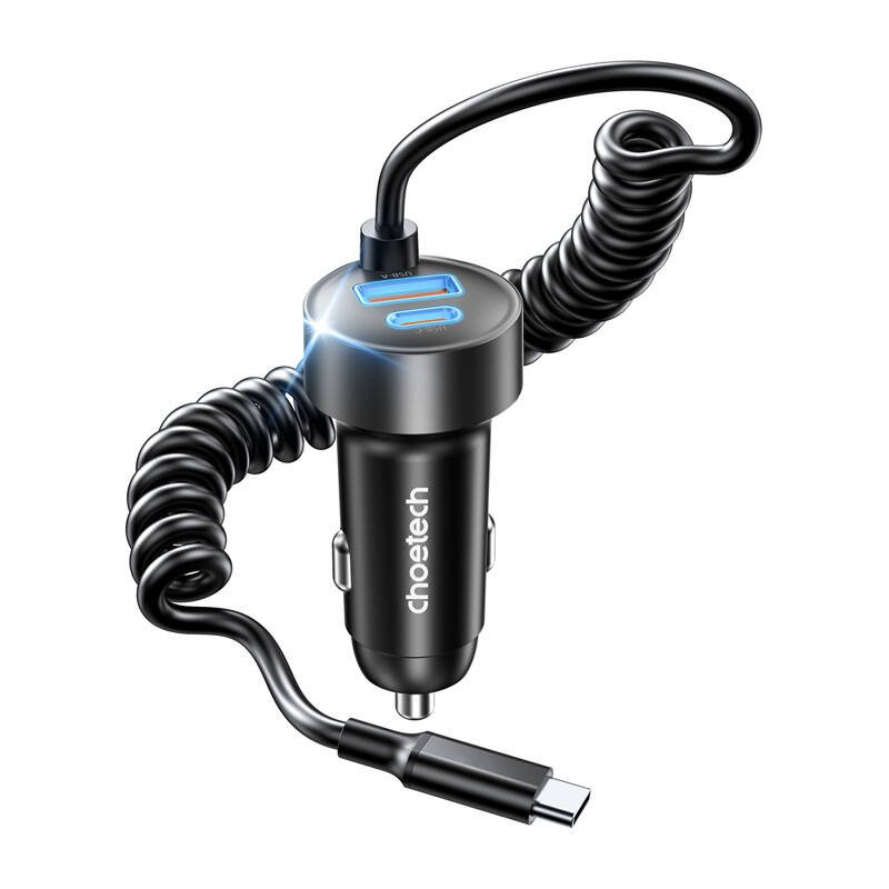 Automobilinis įkroviklis Choetech TC0030 65W 1C1A su 1.2 m spirale