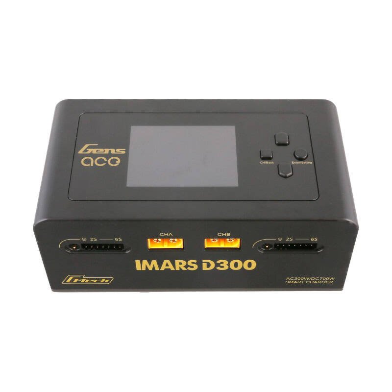 Gens Ace IMARS D300 G-Tech kanalinis AC/DC 300W/700W RC baterijų įkroviklis – EU juodas