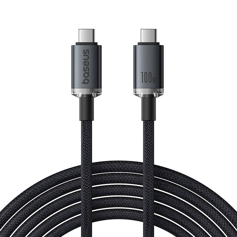 Greito įkrovimo laidas Baseus Crystal Shine USB-C į USB-C 100W, 1,5m, 20Gb (juodas)