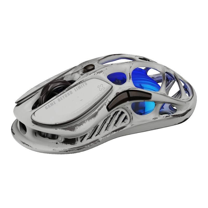 GravaStar Mercury M1 Pro belaidis žaidimų pelė Battle-Worn Version Silver Mist + 4K dongle