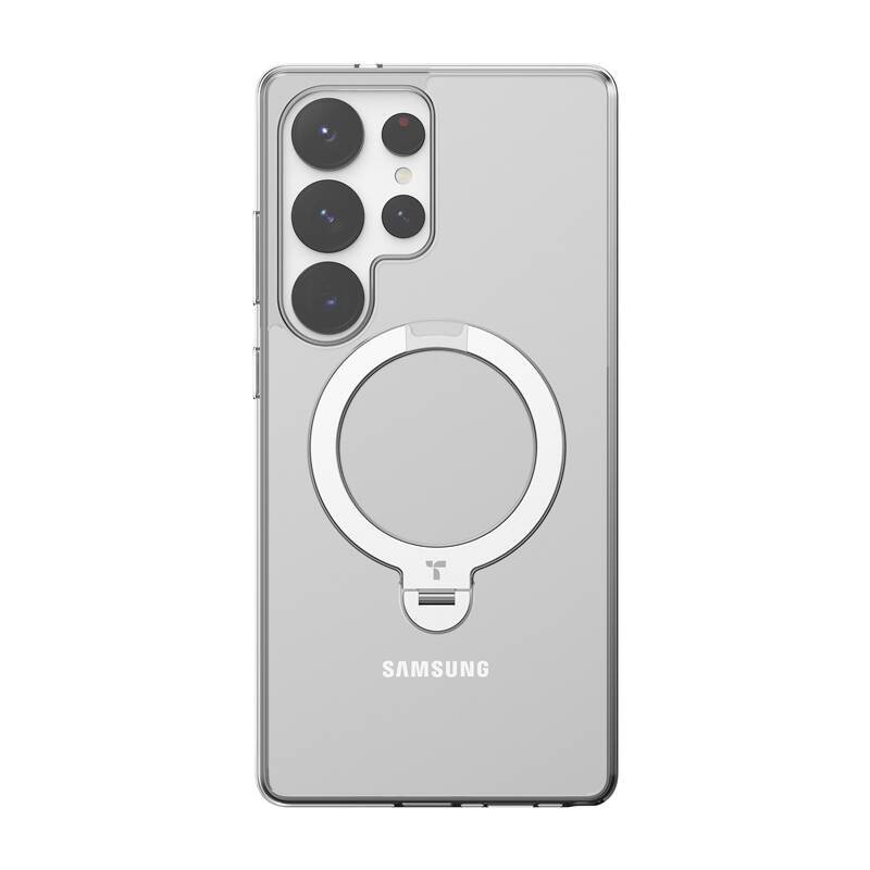 Torras Ostand Spin Series telefono dėklas, skirtas Samsung S25 Ultra (skaidrus)