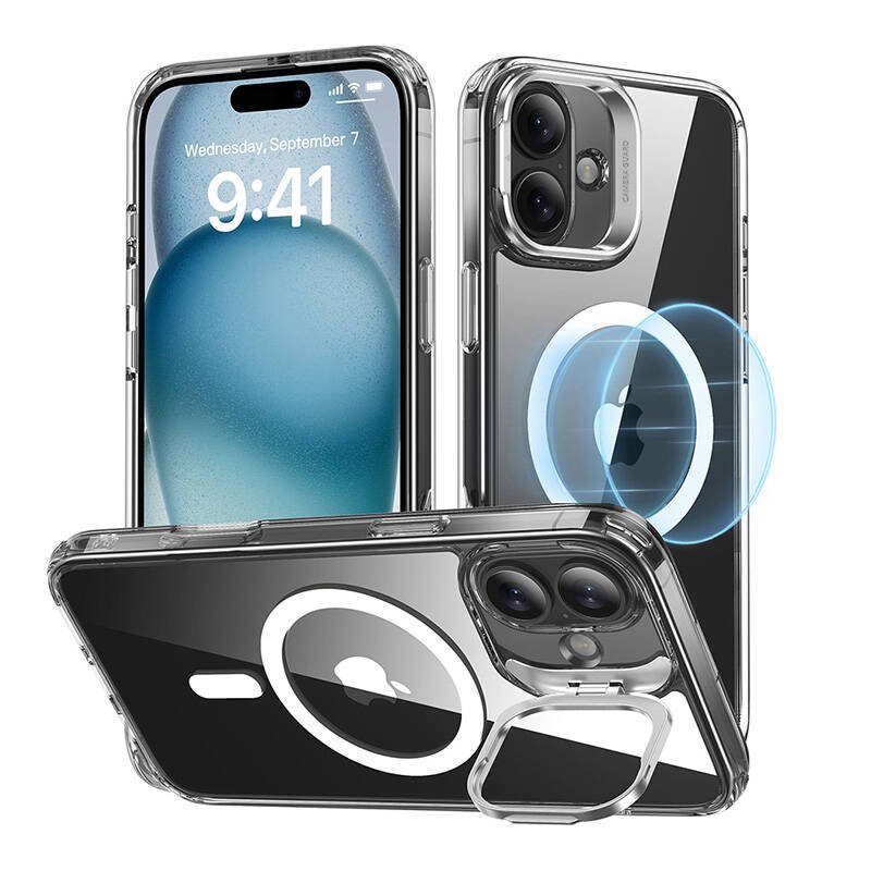 ESR Classic Hybrid (HaloLock) dėklas su stovu iPhone 16 Plus (skaidrus)