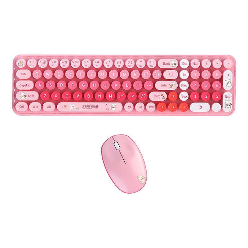 MOFII belaidė klaviatūra+pelė 2.4G Baby Bear pink