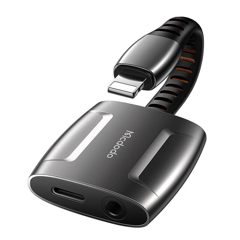 Lightning į Lightning + AUX 3.5mm mini jack adapteris, Mcdodo CA-6340 (juodas)