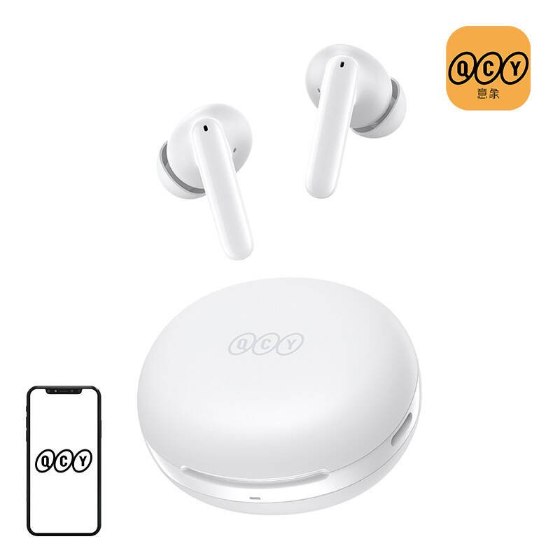Ausinės TWS QCY T13 ANC2, ANC (baltos spalvos)