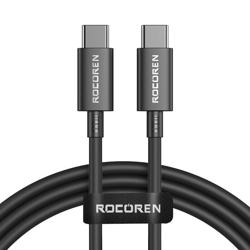 Greito įkrovimo kabelis Rocoren USB-C į USB-C Simples Series 100W, 1m (juodas)