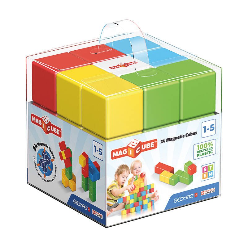Magicube spalvotos perdirbtos kristalinės magnetinės plytos 24 elementai GEOMAG GEO-056