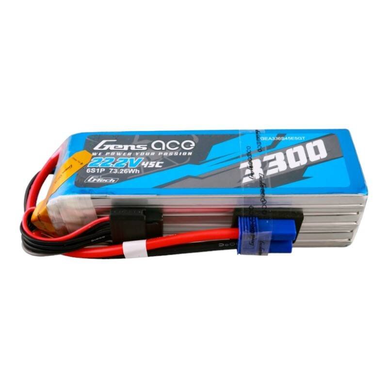 Gens ace G-Tech 3300mAh 22,2V 45C 6S1P Lipo baterijos paketas su EC5 jungtimi