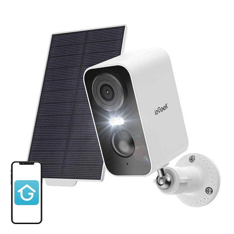 Bevielė 3MP WiFi lauko kamera ieGeek ZS-GX3S balta su saulės panele