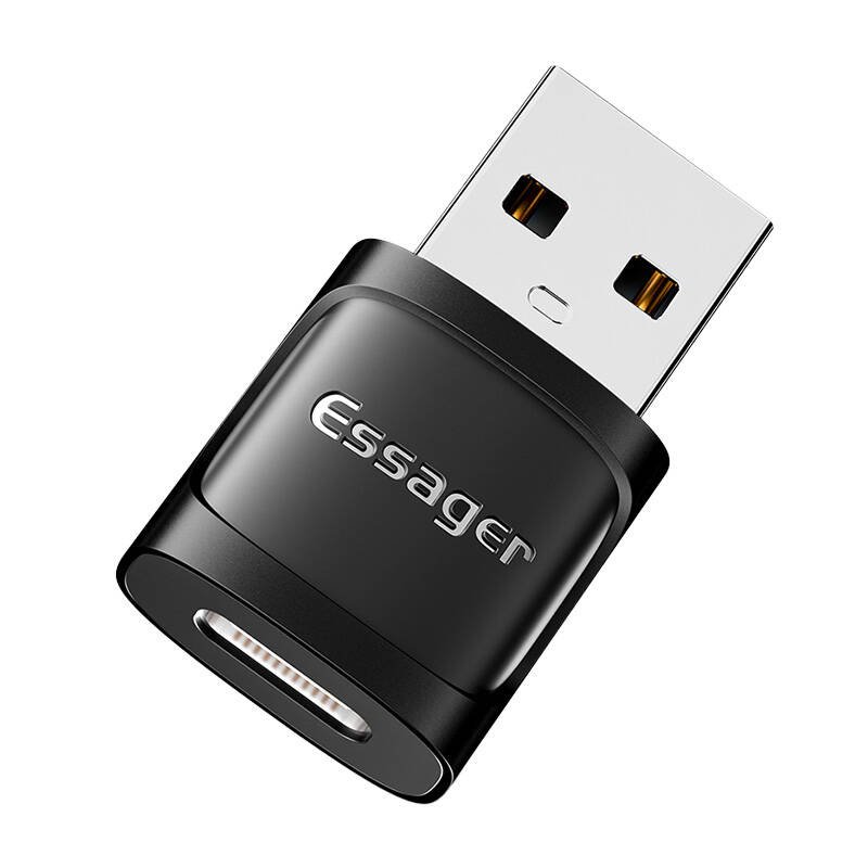 Adapteris OTG USB-C moteriškas į USB 3.0 vyriškas Essager (juodas)
