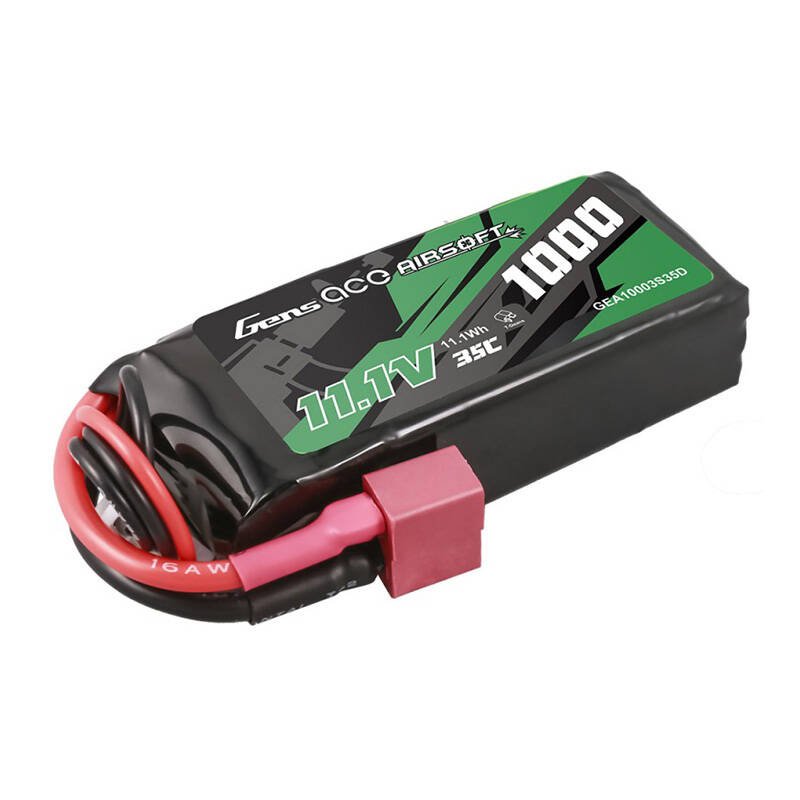Gens ace 35C 1000mAh 3S1P 11,1V airsoft ginklo Lipo baterija su T jungtimi