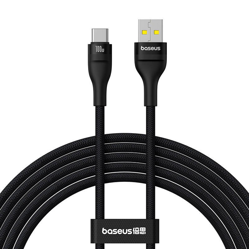 Greito įkrovimo kabelis Baseus Flash 2 USB į USB-C 100W, 2m (juodas)