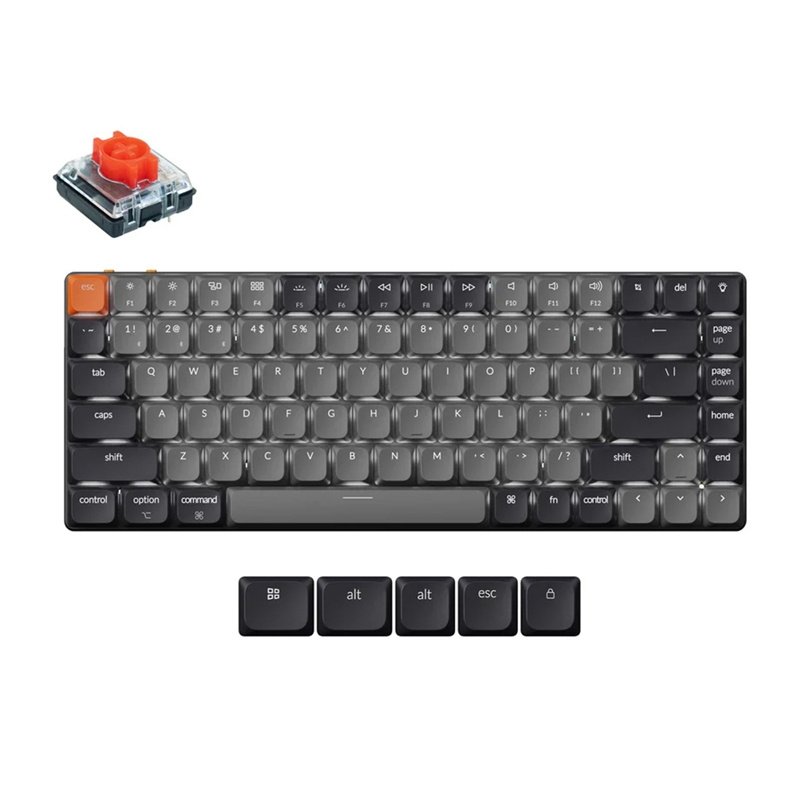 Keychron K3 LED raudonas jungiklis bevielė žemo profilio klaviatūra (pilka) [K3X-A1]