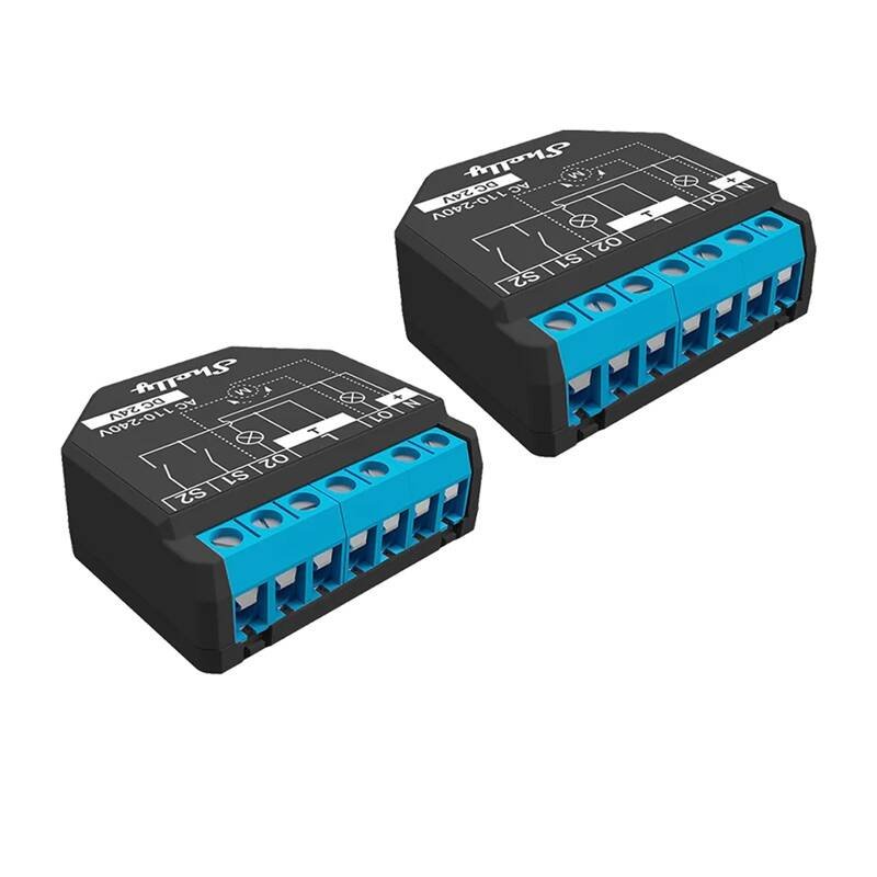 Shelly Plus 2PM Rinkinys su 2 valdikliais ir energijos matavimu, WiFi/Bluetooth
