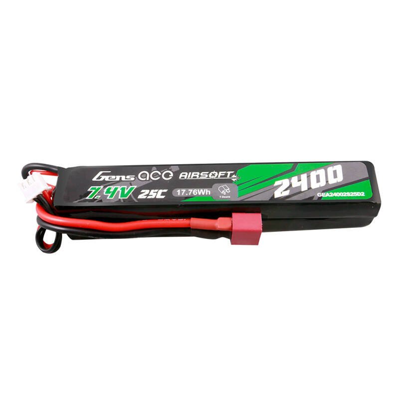 Gens ace 25C 2400mAh 2S2P 7.4V Saddle airsoft ginklo Lipo baterija su Mini Deans(T) jungtimi