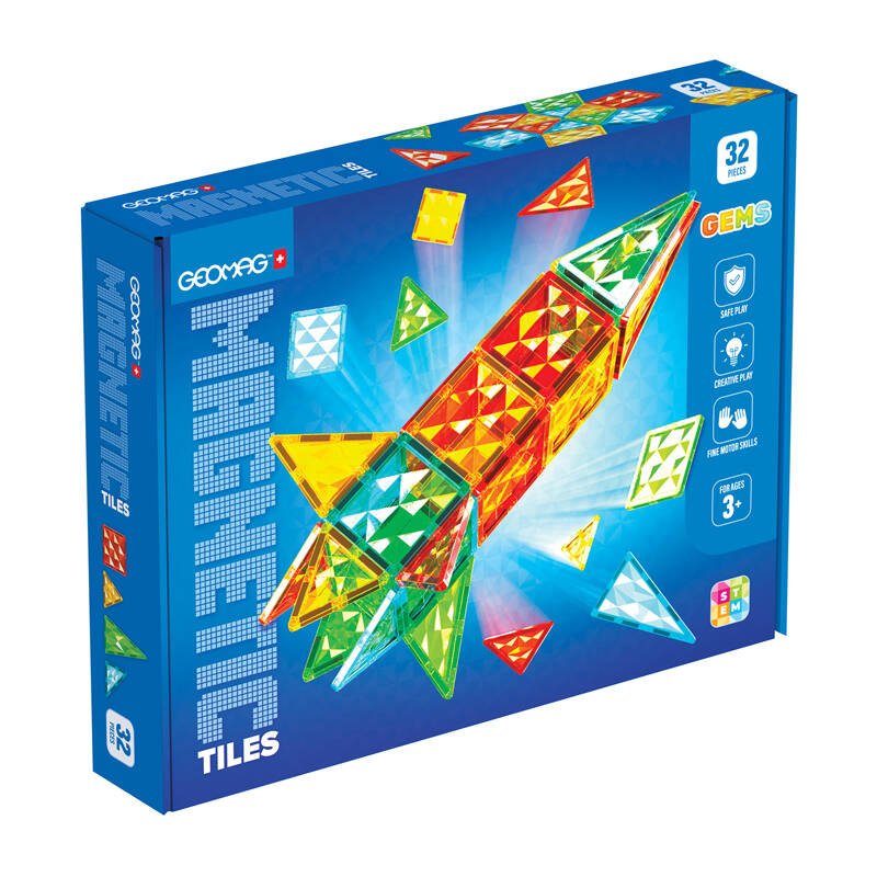 Geomag Gems raketa – 32 magnetinės kaladėlės