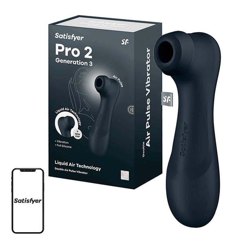 Klitorinis masažuoklis su programėle Satisfyer Pro 2 Generation 3 (juodas)