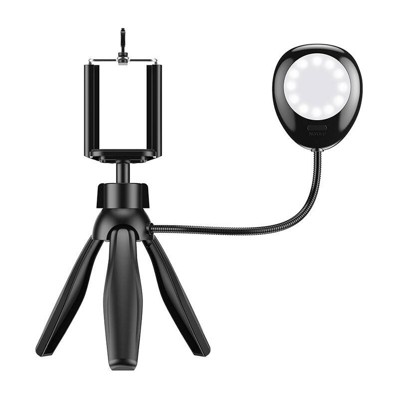 Telefono laikiklis/tripodas APEXEL APL-JJ21FL su LED apšvietimu (juodas)