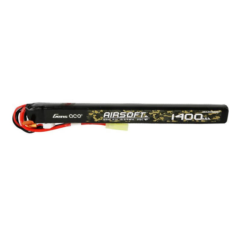 Gens ace 25C 1400mAh 3S1P 11.1V Airsoft ginklo LiPo baterija su mini Tamiya jungtimi