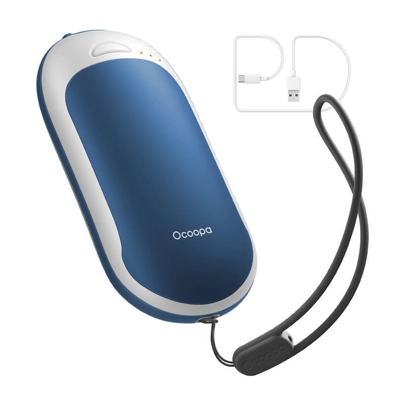 Ocoopa HotPal PD rankų šildytuvas su baterijos funkcija 5000 mAh, USB-C, baltas/mėlynas