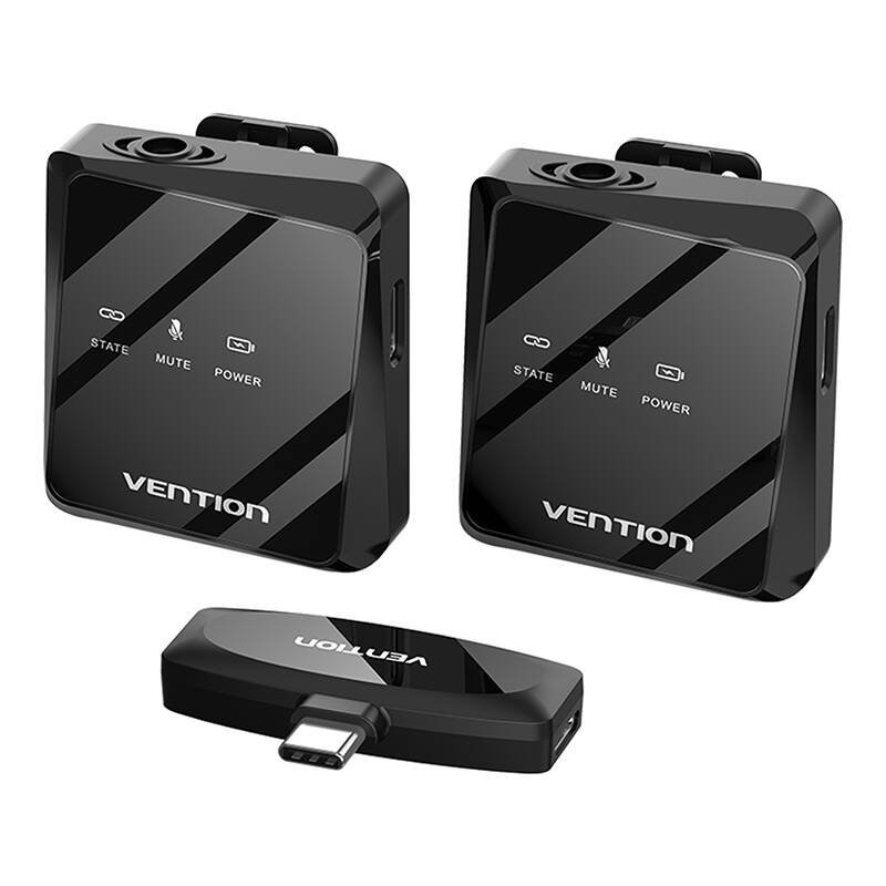 Belaidis mikrofonas x2 Vention NCBB0 USB-C (juodas)