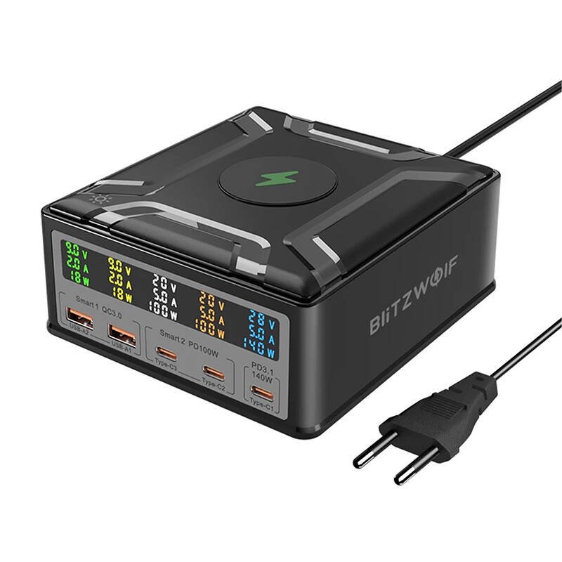 Sieninis įkroviklis Blitzwolf BW-S26 250W (juodas)
