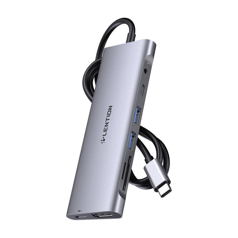 Lention adapteris/HUB 1m pilkas