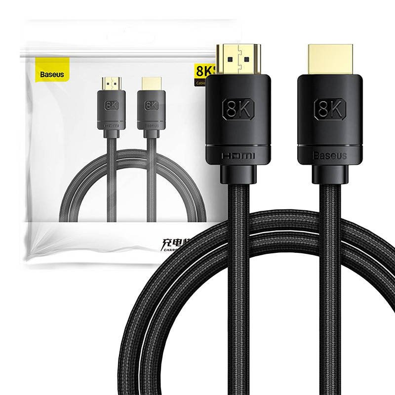 Baseus High Definition Series HDMI 2.1 kabelis, 8K 60Hz, 3D, HDR, 48Gbps, 1m (juodas)