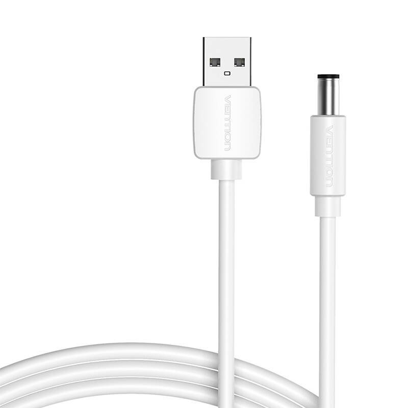 Galingumo kabelis USB 2.0 į DC 5.5mm barrel jungtį 5V Vention CEYWG 1,5m (balta)