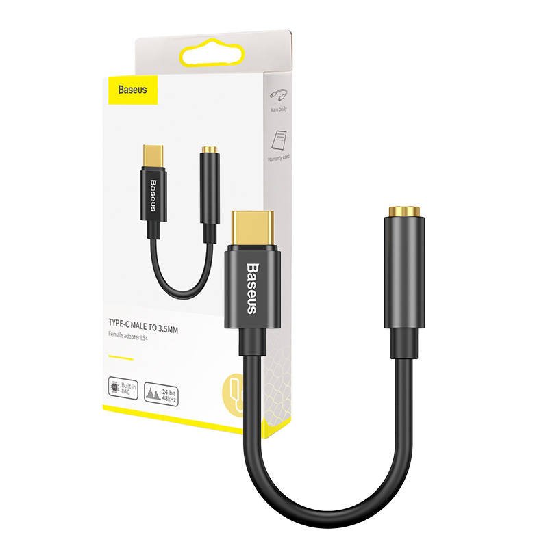 Baseus L54 garso adapteris USB-C + mini lizdas 3,5 mm (juodas)