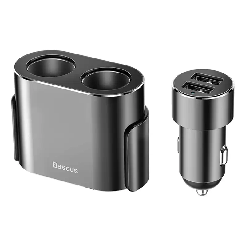 Baseus žiebtuvėlio lizdo daliklis 2xUSB 3,1A 100W (juodas)