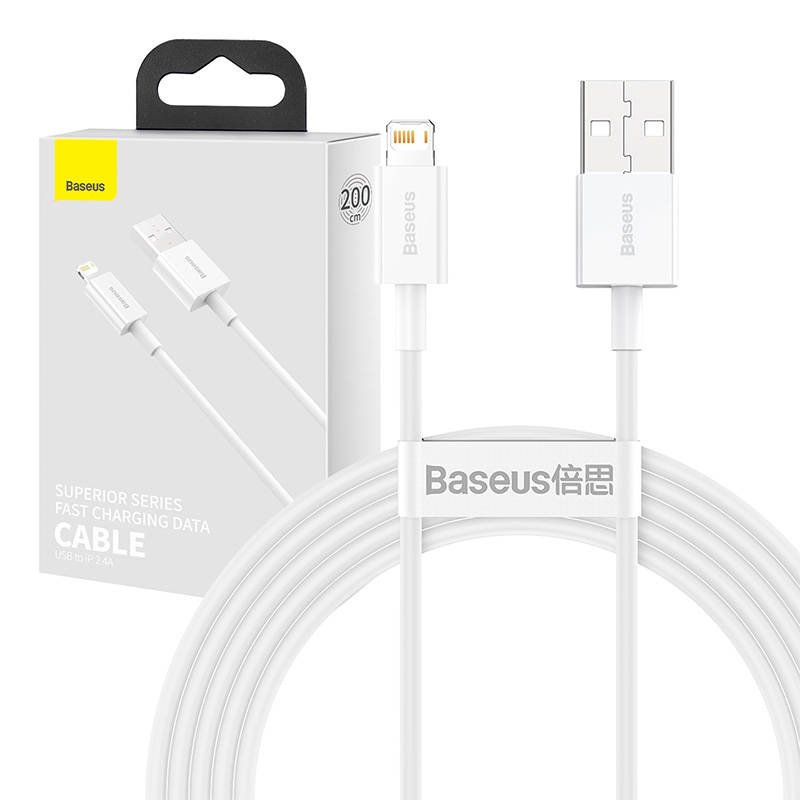 Baseus Superior serijos kabelis USB į iP 2,4A, 2 m (baltas)