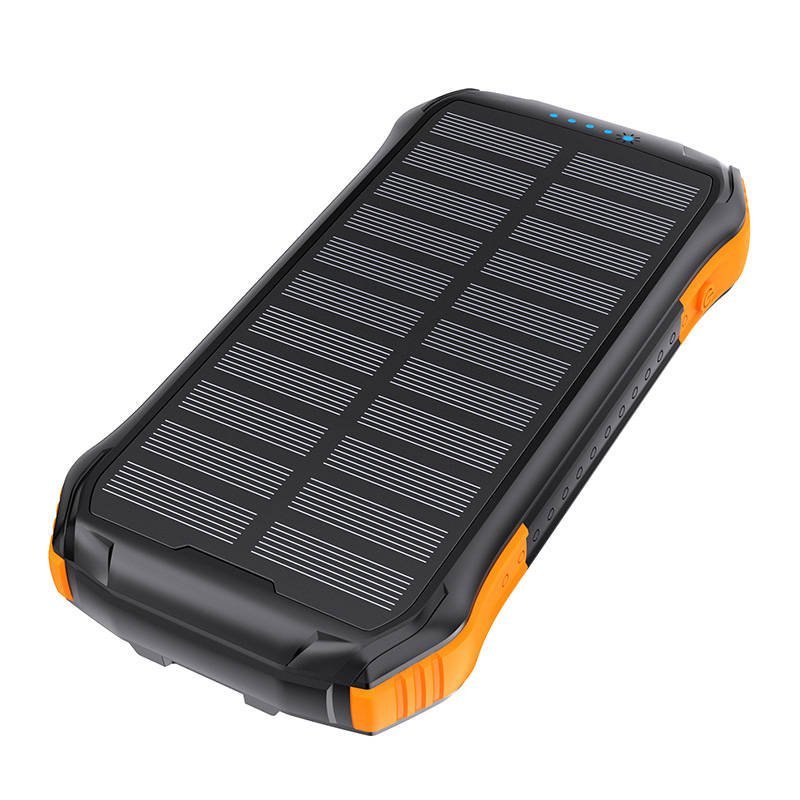 Saulės energijos išorinė baterija Choetech B658, 2x USB 10000 mAh, Qi 5 W (juodai oranžinis)